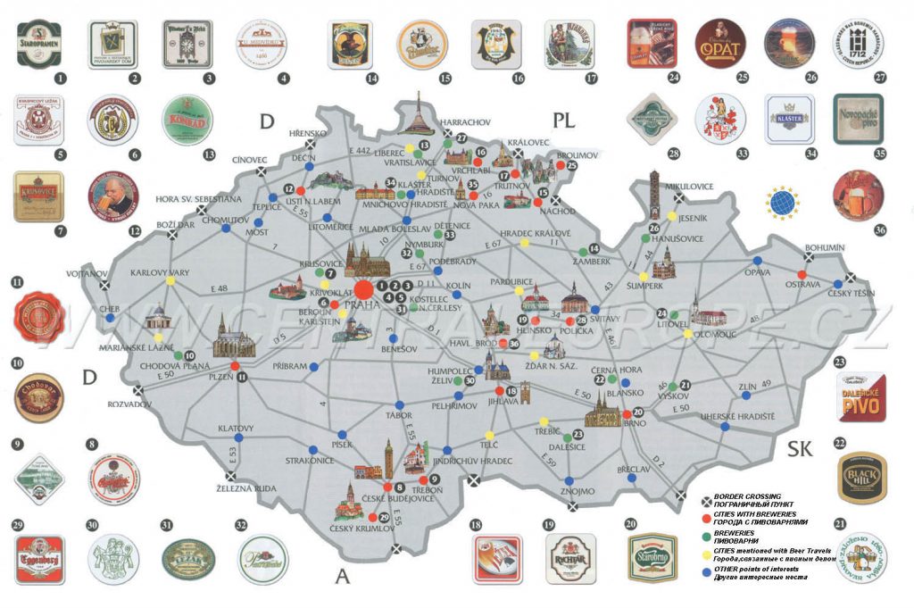 пивна карта Чехії фото
