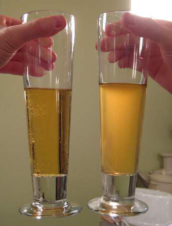różnica między filtrowane i niefiltrowane piwo w kolorowych zdjęć