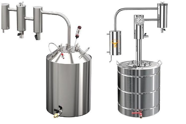 Moonshine destilační přístroje se dvěma parníky: princip činnosti