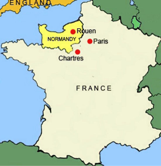 Foto Normandija na zemljevidu Francije
